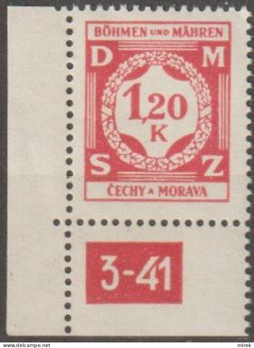 29b/ Pof. SL 7, Matt Red, Corner Stamp, Plate Number 3-41 - Unused Stamps