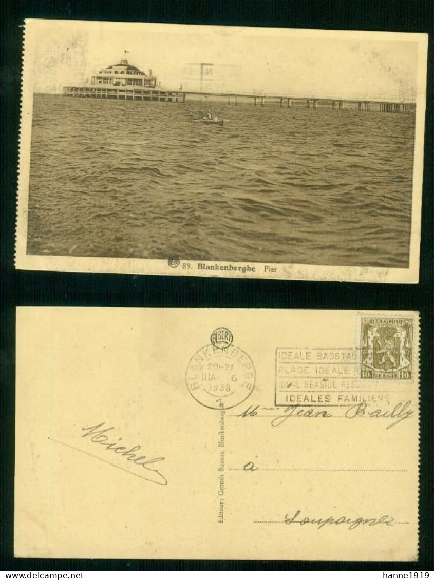 Blankenberge Pier Briefstempel 1938 Blankenberge Htje - Blankenberge