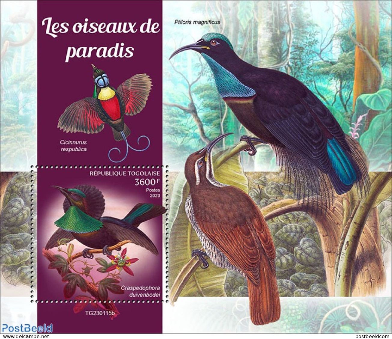 Togo 2023 Birds Of Paradise, Mint NH, Nature - Birds - Togo (1960-...)