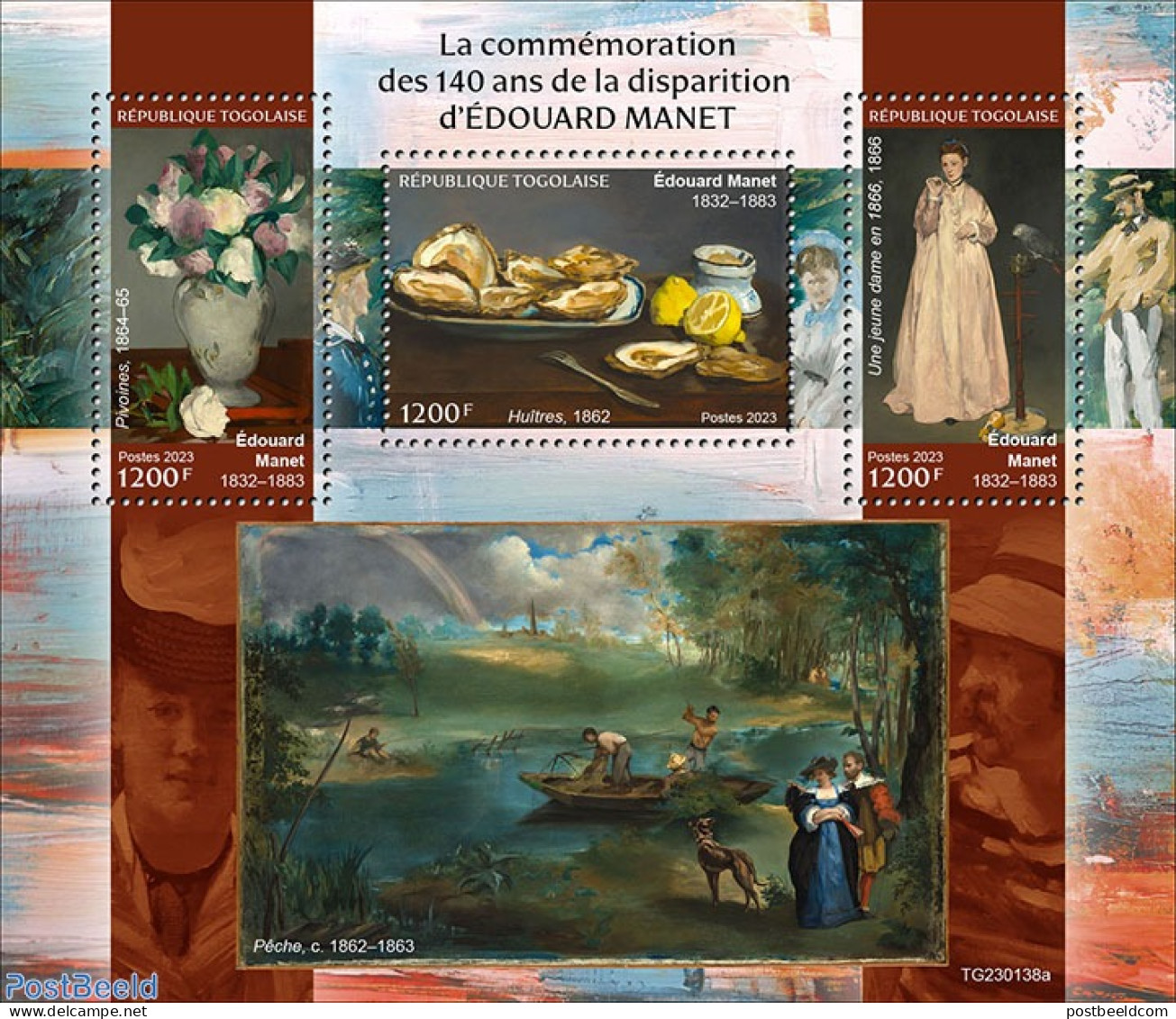 Togo 2023 Edouard Manet, Mint NH, Health - Nature - Transport - Food & Drink - Dogs - Flowers & Plants - Fruit - Parro.. - Food
