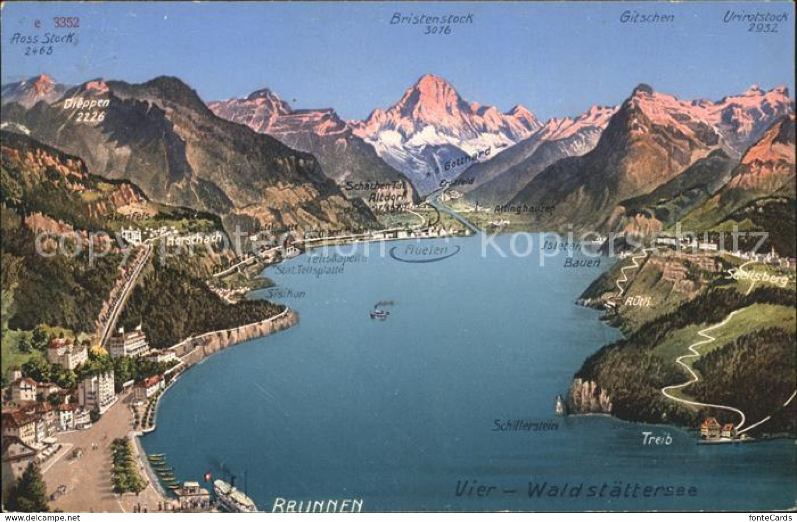 11776846 Brunnen Vierwaldstaettersee SZ Mit Alpen Panoramakarte Brunnen - Sonstige & Ohne Zuordnung