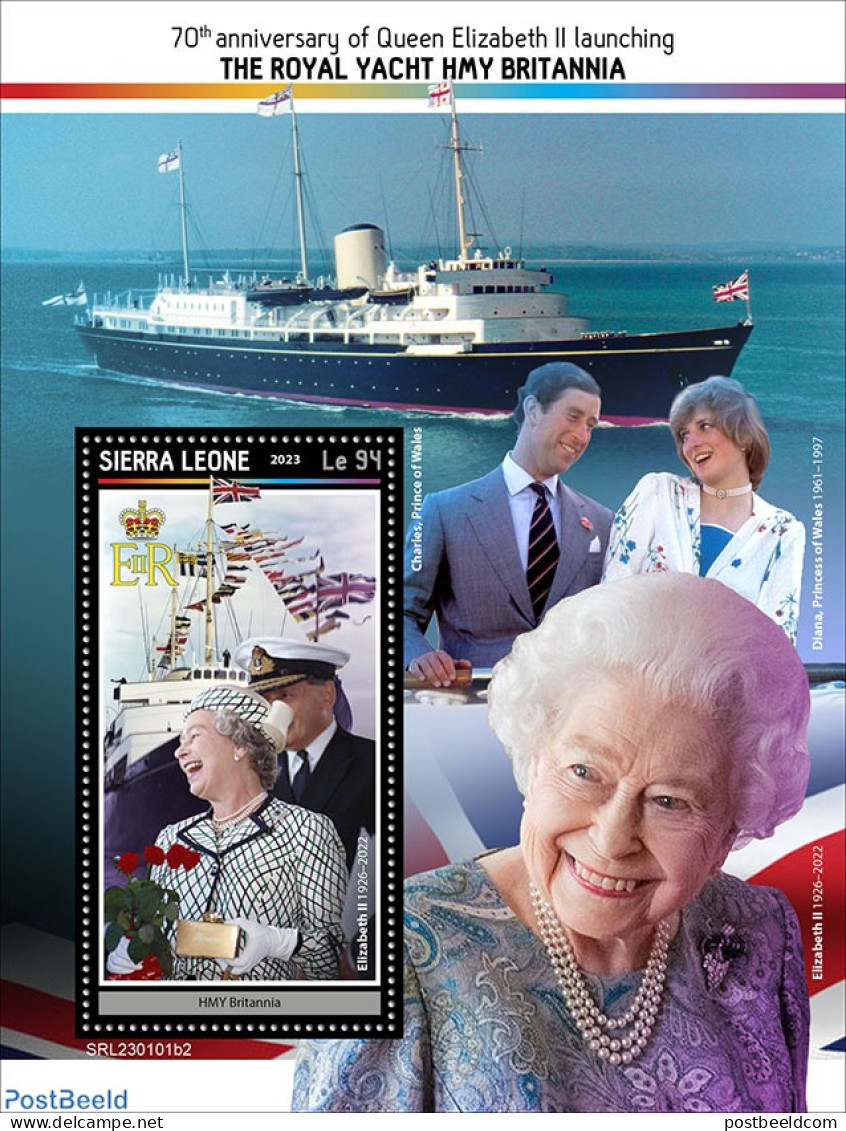 Sierra Leone 2023 Royal Yacht Britannia, Mint NH, History - Transport - Charles & Diana - Kings & Queens (Royalty) - S.. - Royalties, Royals