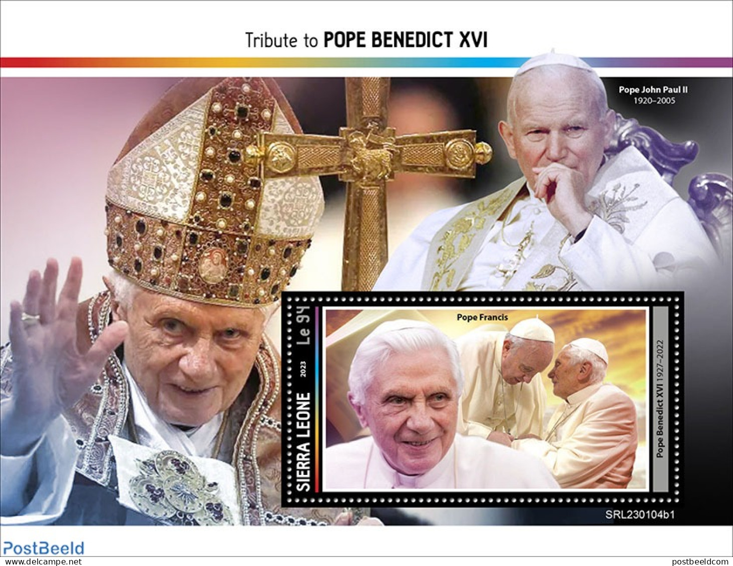 Sierra Leone 2023 Pope Benedict XVI, Mint NH, Religion - Pope - Pausen