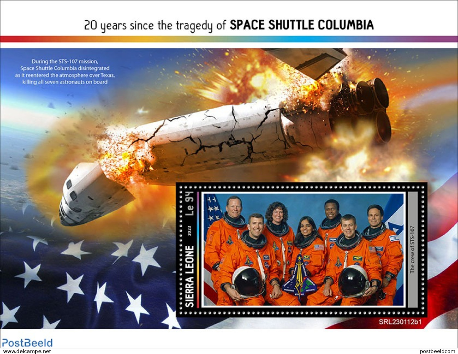 Sierra Leone 2023 Space Shuttle Columbia, Mint NH, Transport - Space Exploration - Andere & Zonder Classificatie