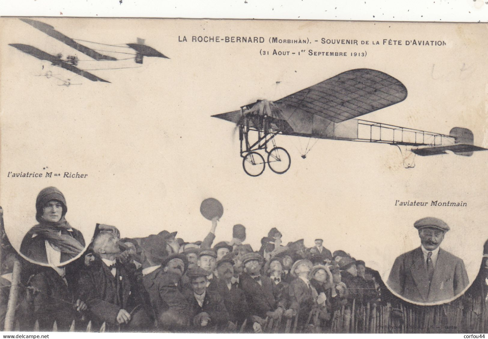 56 - LA ROCHE BERNARD ; Souvenir De La Fête D'Aviation 1913 - Aviateurs MONTMAIN Et Mme RICHER - Rare. - La Roche-Bernard