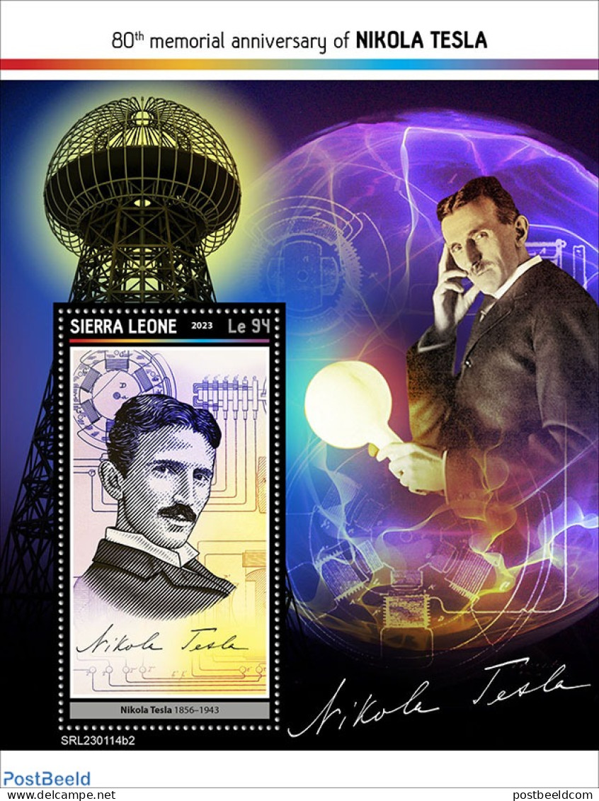 Sierra Leone 2023 Nikola Tesla, Mint NH, Science - Energy - Inventors - Autres & Non Classés