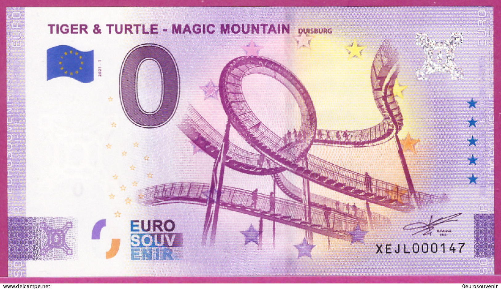 0-Euro XEJL 2021-1 TIGER & TURTLE - MAGIC MOUNTAIN - DUISBURG - Essais Privés / Non-officiels