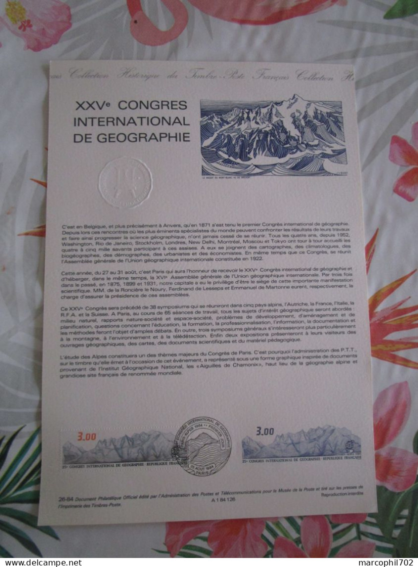 Document Officiel 15e Congres International De Geographie - Documents De La Poste