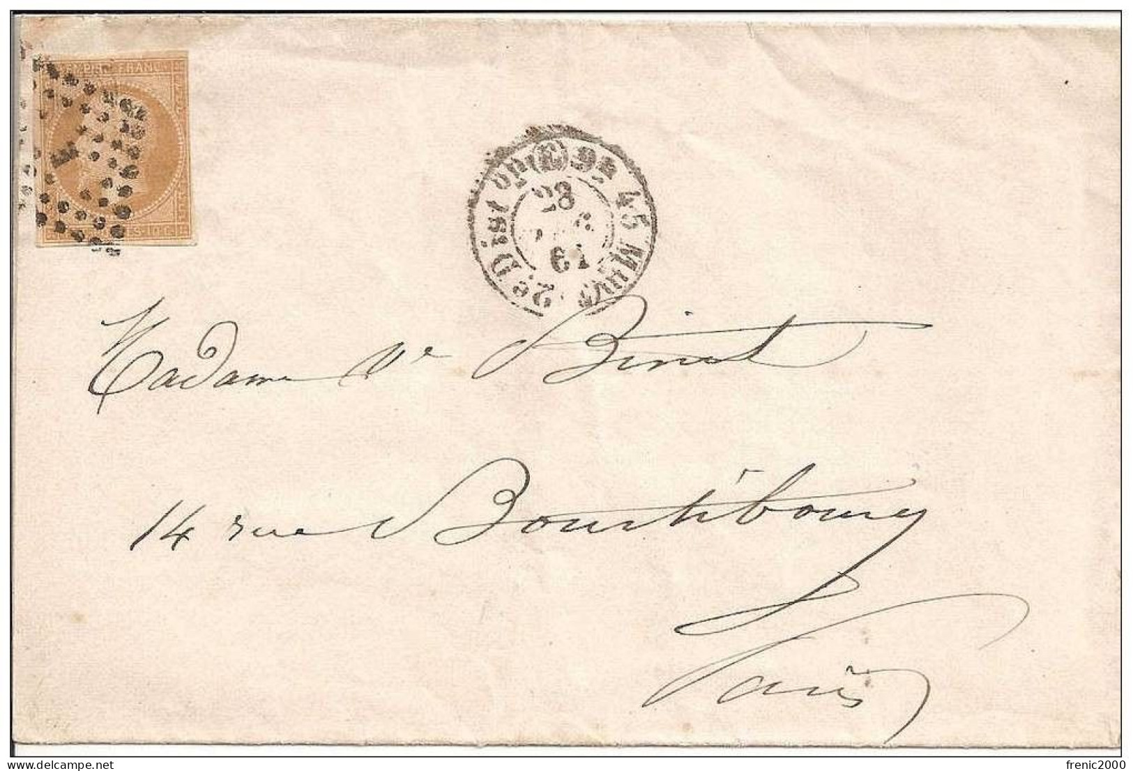 TFL 35 - Y&T N° 13B Sur Lettre Oblitération Losange Lettre E - 1853-1860 Napoleon III