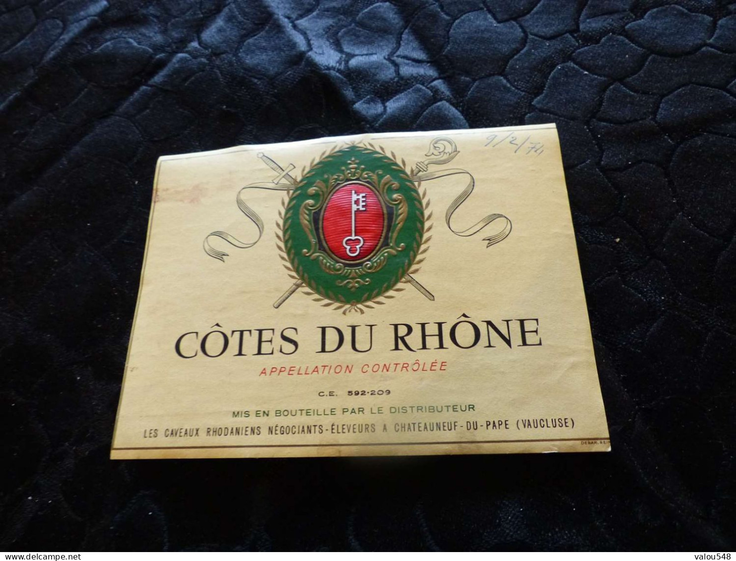 E-103 , Etiquette, Côte Du Rhône, Châteauneuf Du Pape, 1974 - Côtes Du Rhône