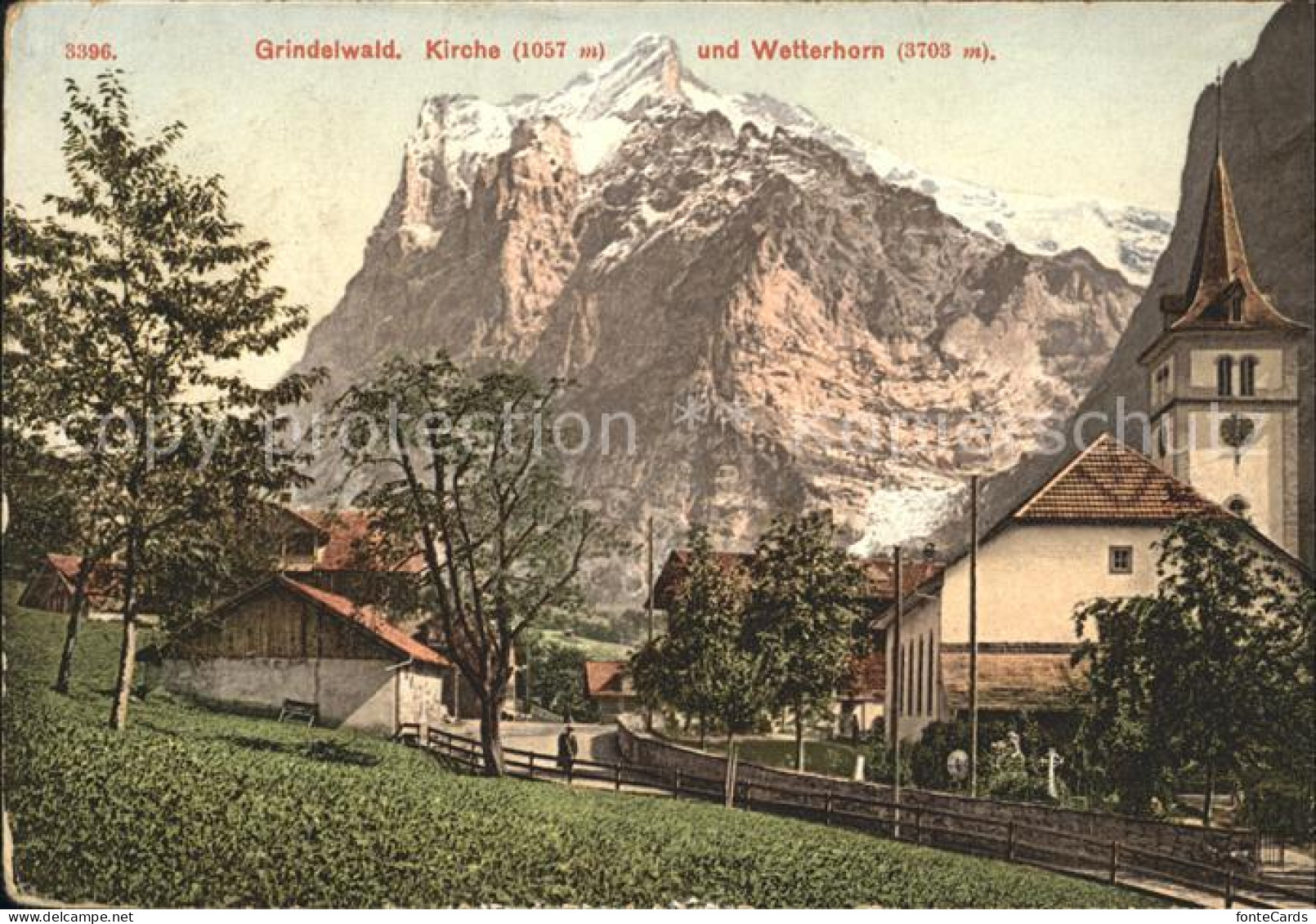 11774256 Grindelwald Mit Kirche Und Wetterhorn Grindelwald - Sonstige & Ohne Zuordnung