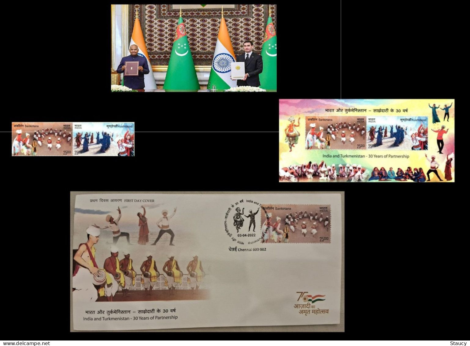 India 2022 INDIA - Turkmenistan Joint Issue Collection: 2v SET + Miniature Sheet + First Day Cover As Per Scan - Unused Stamps
