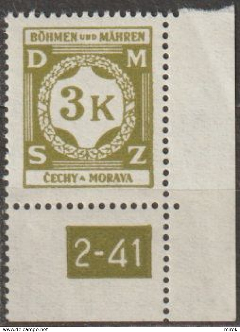 30/ Pof. SL 12, Corner Stamp, Plate Number 2-41 - Unused Stamps