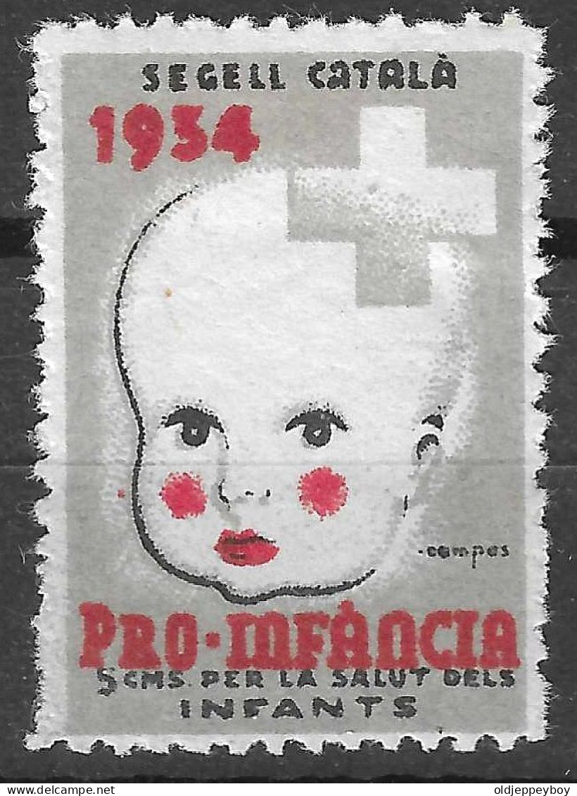 Spain, Civil War, Segell Catala Pro Infancia 1934 5c VIGNETTE Reklamemarke    PER LA SALUT DELS INFANTS - Cinderellas