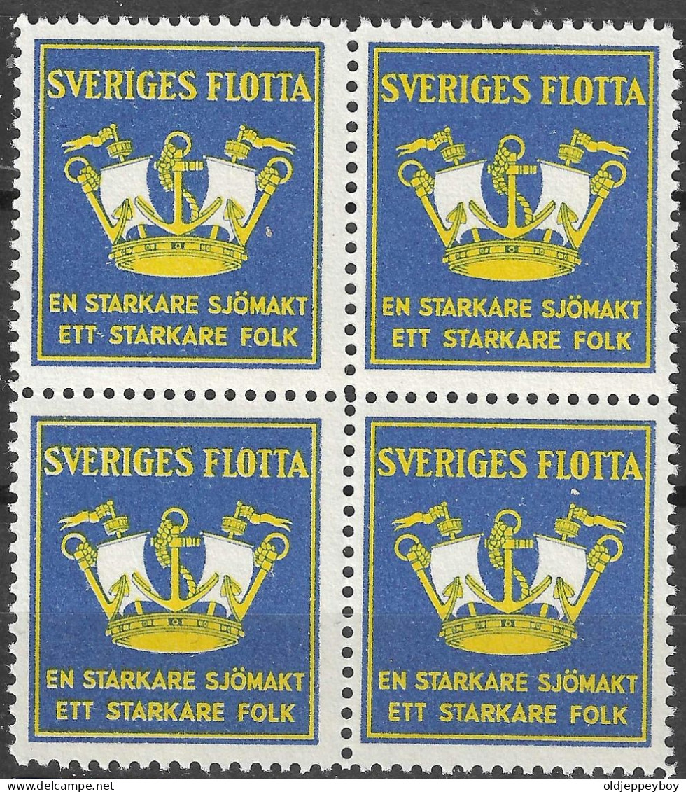 Sweden  Sveriges Flotta Fleet Bateau Ship Boat Vessel Sailboat Navire Maritime VIGNETTE Reklamemarke  BLOCK  OF 4  MNH** - Vignetten (Erinnophilie)