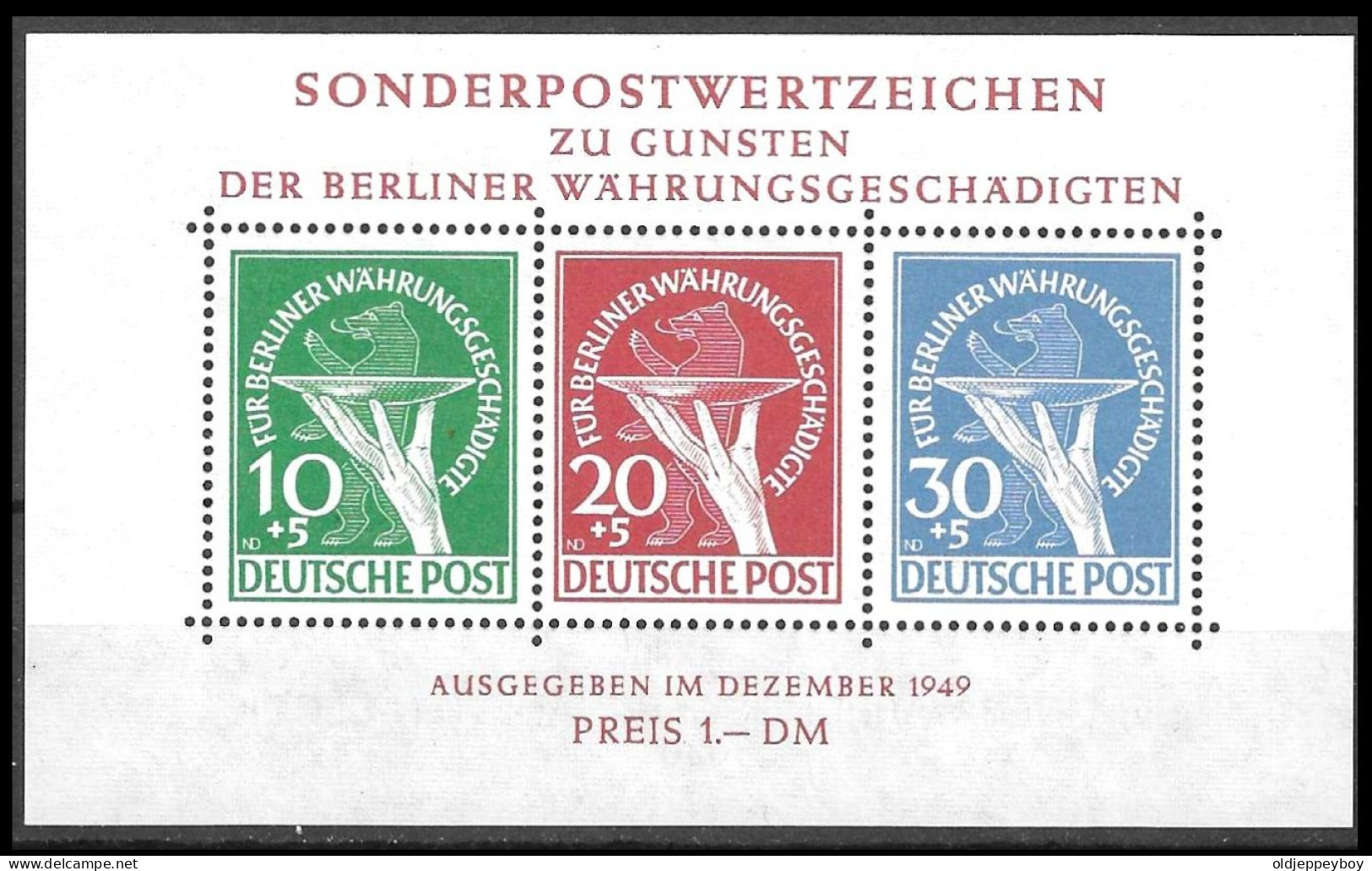 BERLIN 1949 Mi-Nr. Block 1 Nachdruck  VIGNETTE Reklamemarke BLOCK MNH**  - Cinderellas