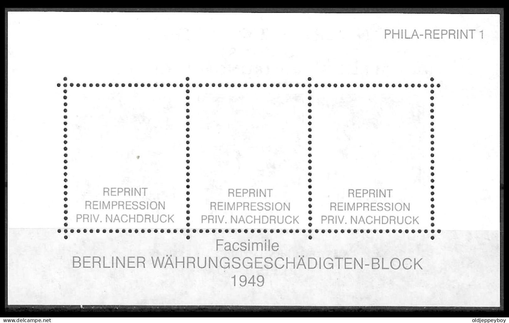 BERLIN 1949 Mi-Nr. Block 1 Nachdruck  VIGNETTE Reklamemarke BLOCK MNH**  - Cinderellas