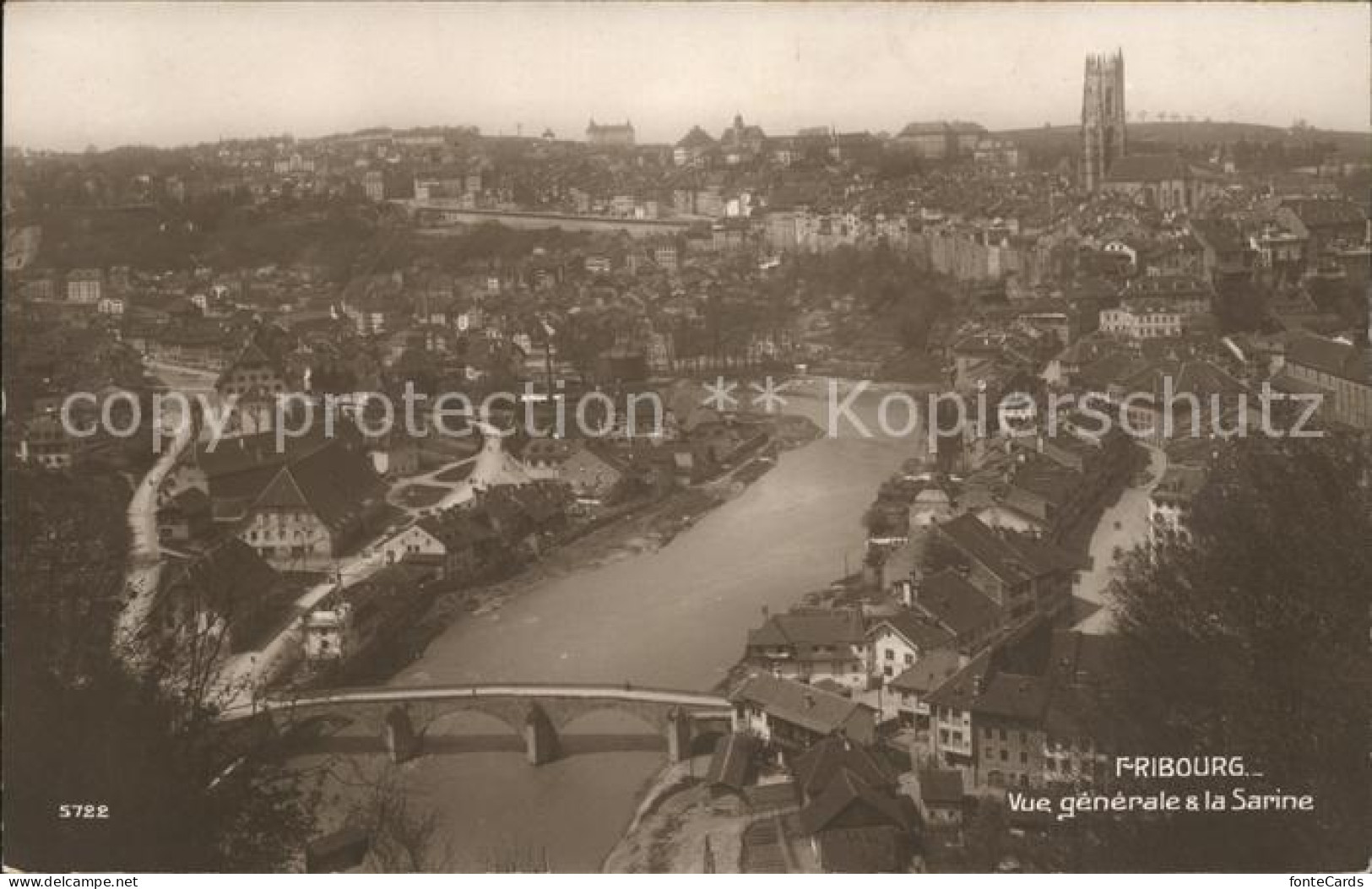 11773716 Fribourg FR Vue Generale Et La Sarine Fribourg - Sonstige & Ohne Zuordnung