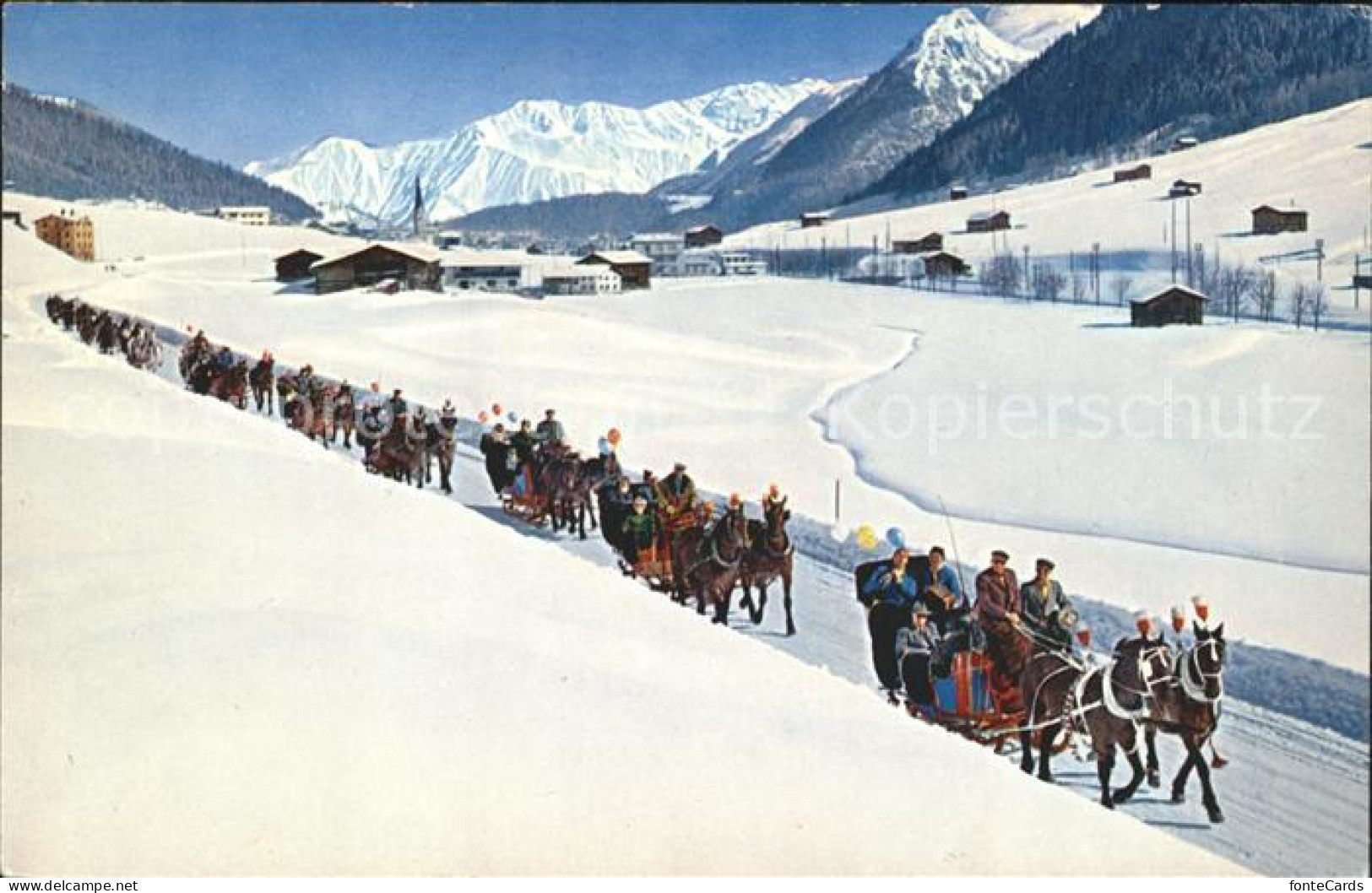 11773307 Davos GR Schlittenfahrt Blick Auf Rhaetikonkette Seehorn Davos Platz - Altri & Non Classificati