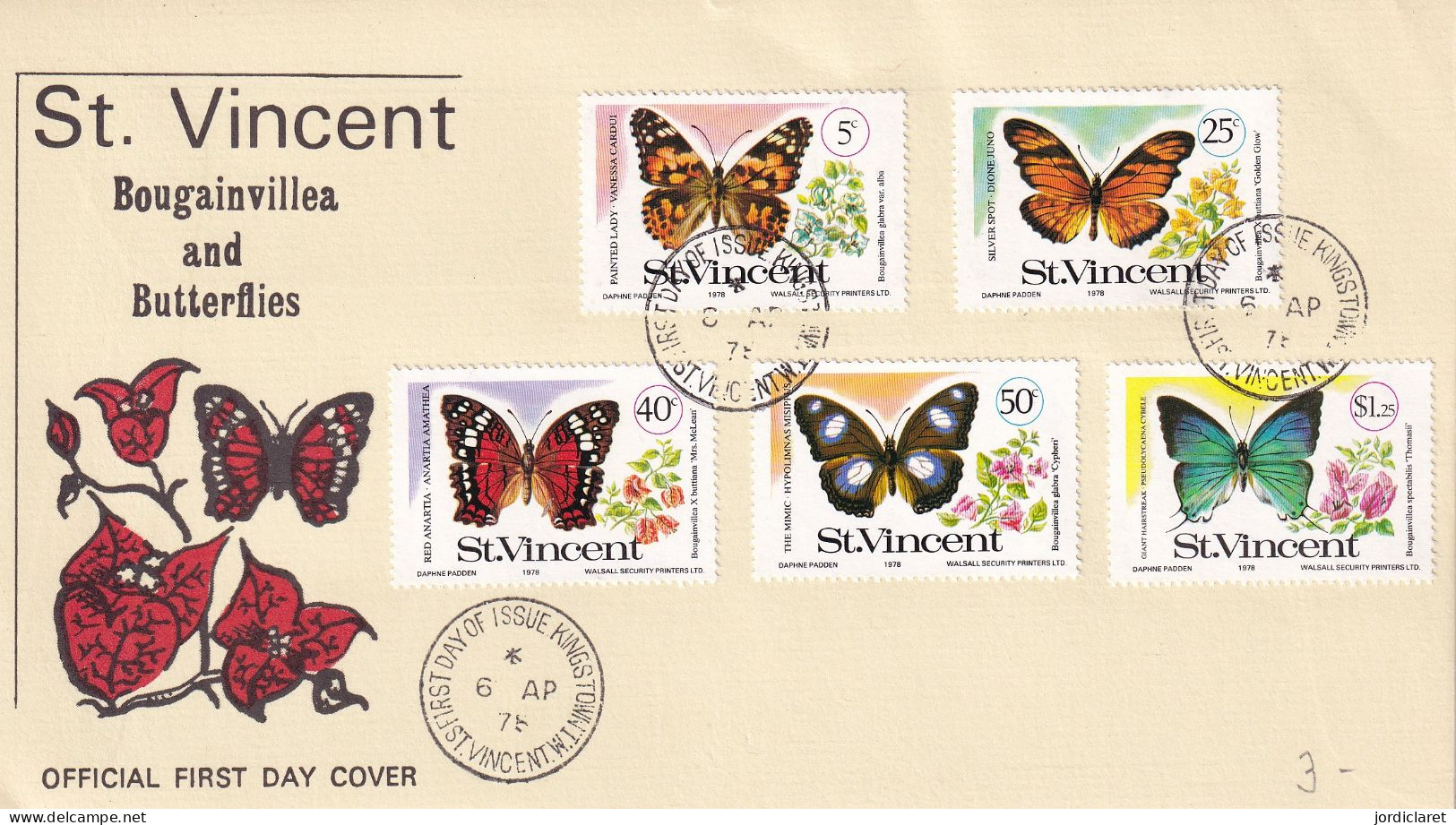 FDC  1978   ST.VINCENT - Butterflies