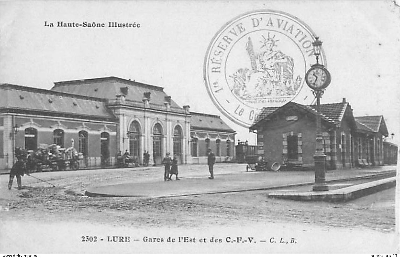 Cachet 1re Réserve D' Aviation N° 6 Sur Cpa LURE Gares De L' Est Et Des C.F.V. - WW I