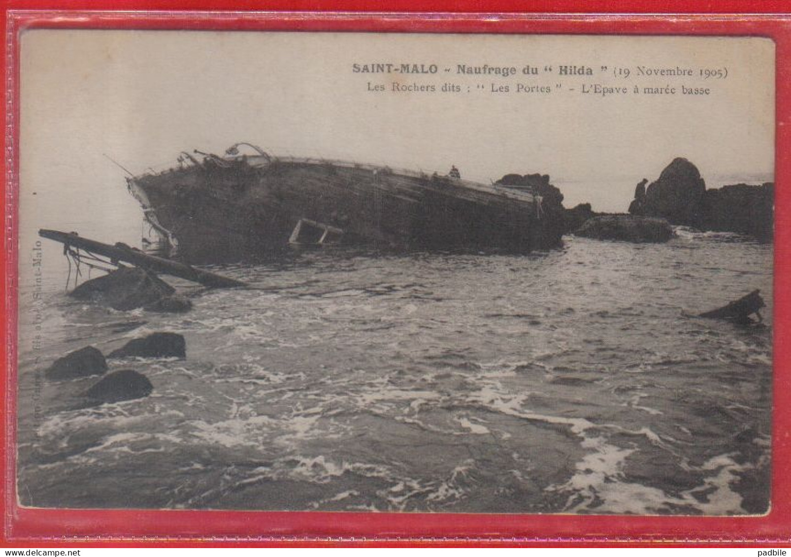 Carte Postale 35. Saint-Malo  Naufrage Du Hilda  19 Novembre 1905   Très Beau Plan - Saint Malo