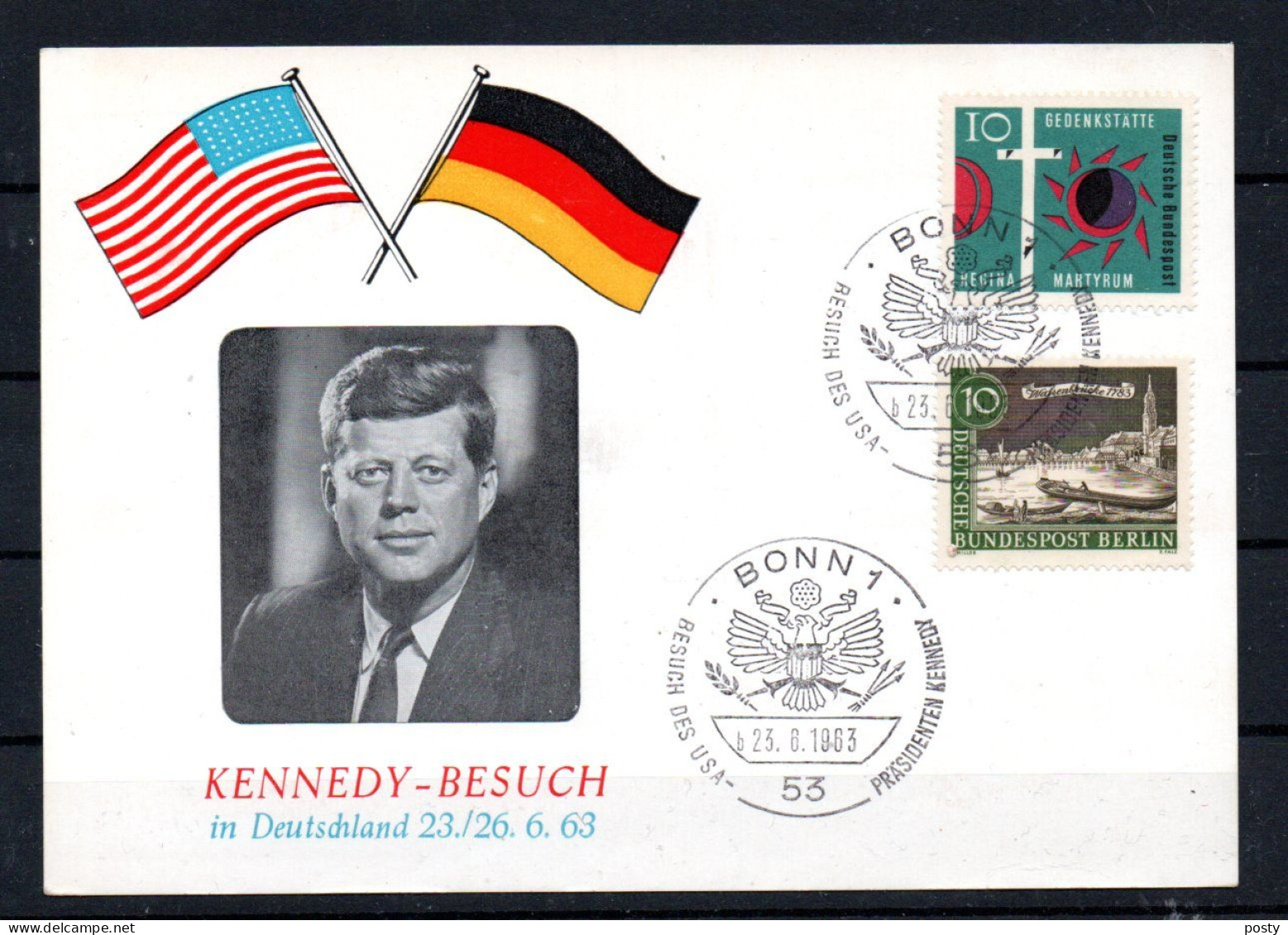 ALLEMAGNE - GERMANY - 1963 - SOUVENIR PHILATELIQUE - GEDENKKARTE - KENNEDY EN ALLEMAGNE - KENNEDY IM DEUTSCHLAND - - - Covers & Documents