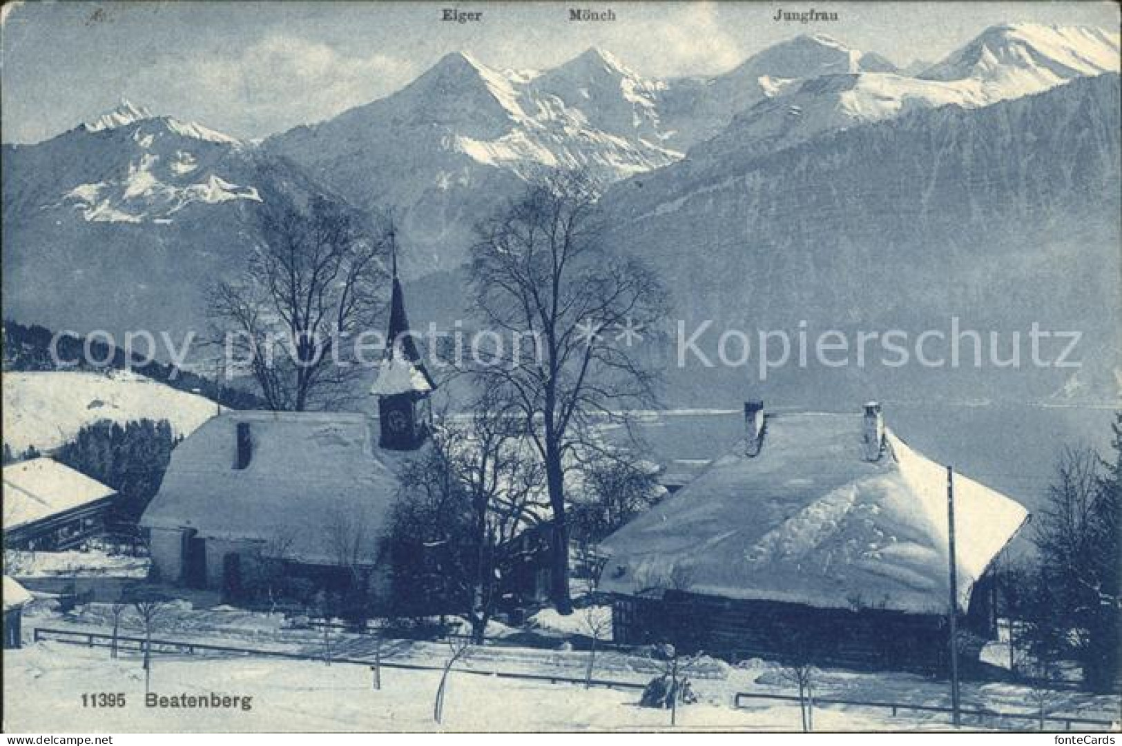 11770516 Beatenberg Kirche Mit Eiger Moench Jungfrau Beatenberg - Sonstige & Ohne Zuordnung