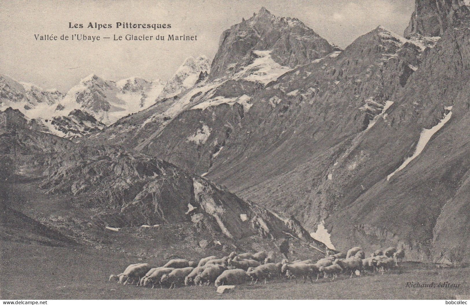 VALLEE De L'UBAYE  (Alpes-de-Haute-Provence):  Le Glacier Du Marinet - Troupeau De Moutons - Autres & Non Classés