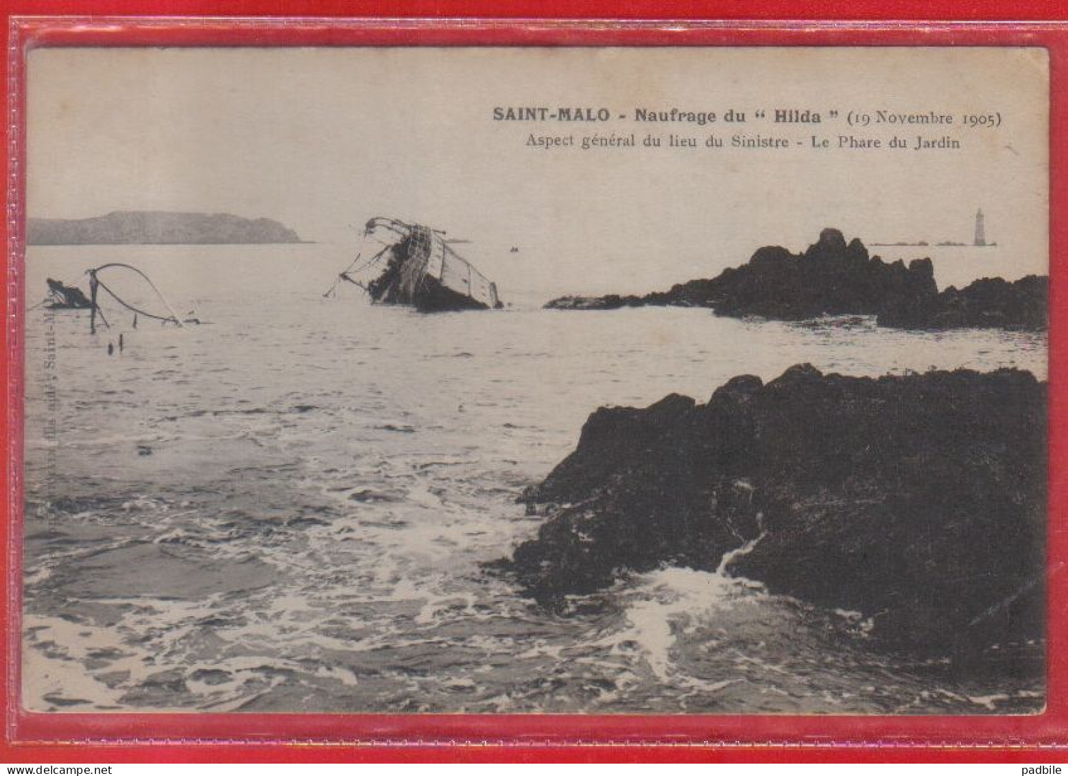 Carte Postale 35. Saint-Malo  Naufrage Du Hilda  19 Novembre 1905   Très Beau Plan - Saint Malo