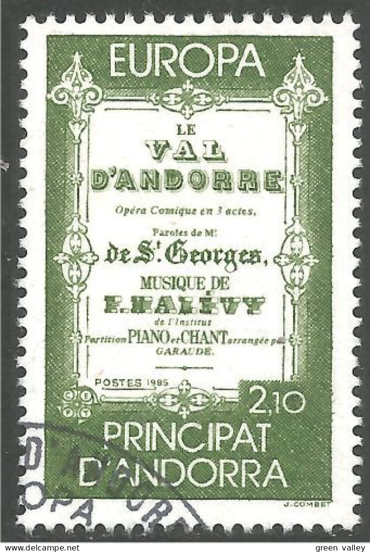 EU85-50e EUROPA CEPT 1985 Andorre Partition Musique Music Sheet Val D'Andorre - Oblitérés