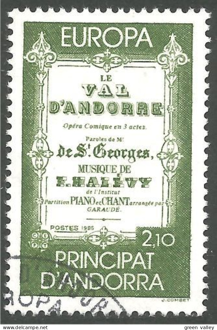 EU85-50d EUROPA CEPT 1985 Andorre Partition Musique Music Sheet Val D'Andorre - Oblitérés