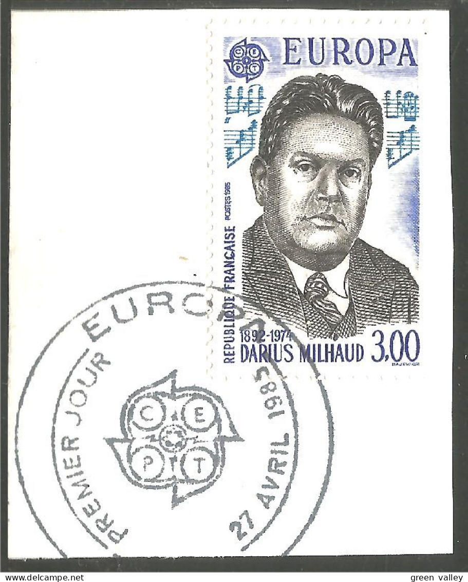 EU85-34 EUROPA CEPT 1985 France Milhaud Partition Music Sheet FD PJ - Musica