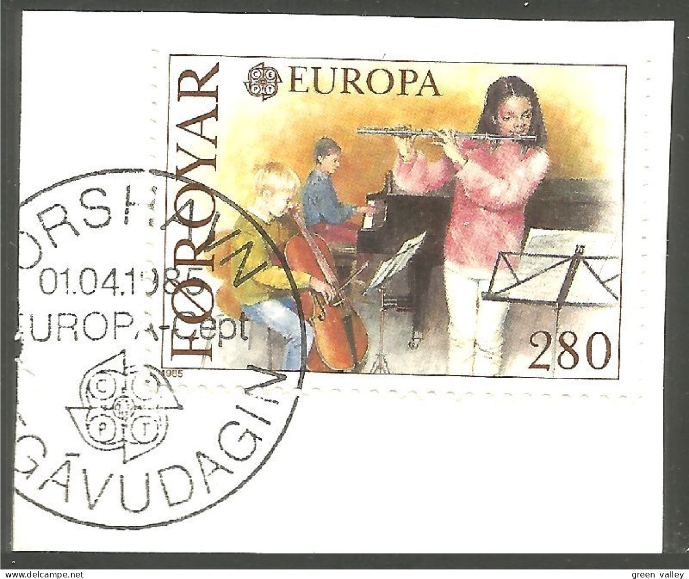EU85-32 EUROPA CEPT 1985 Féroé Flute Partition Music Sheet Piano Bass Contrebasse FD PJ - Musica