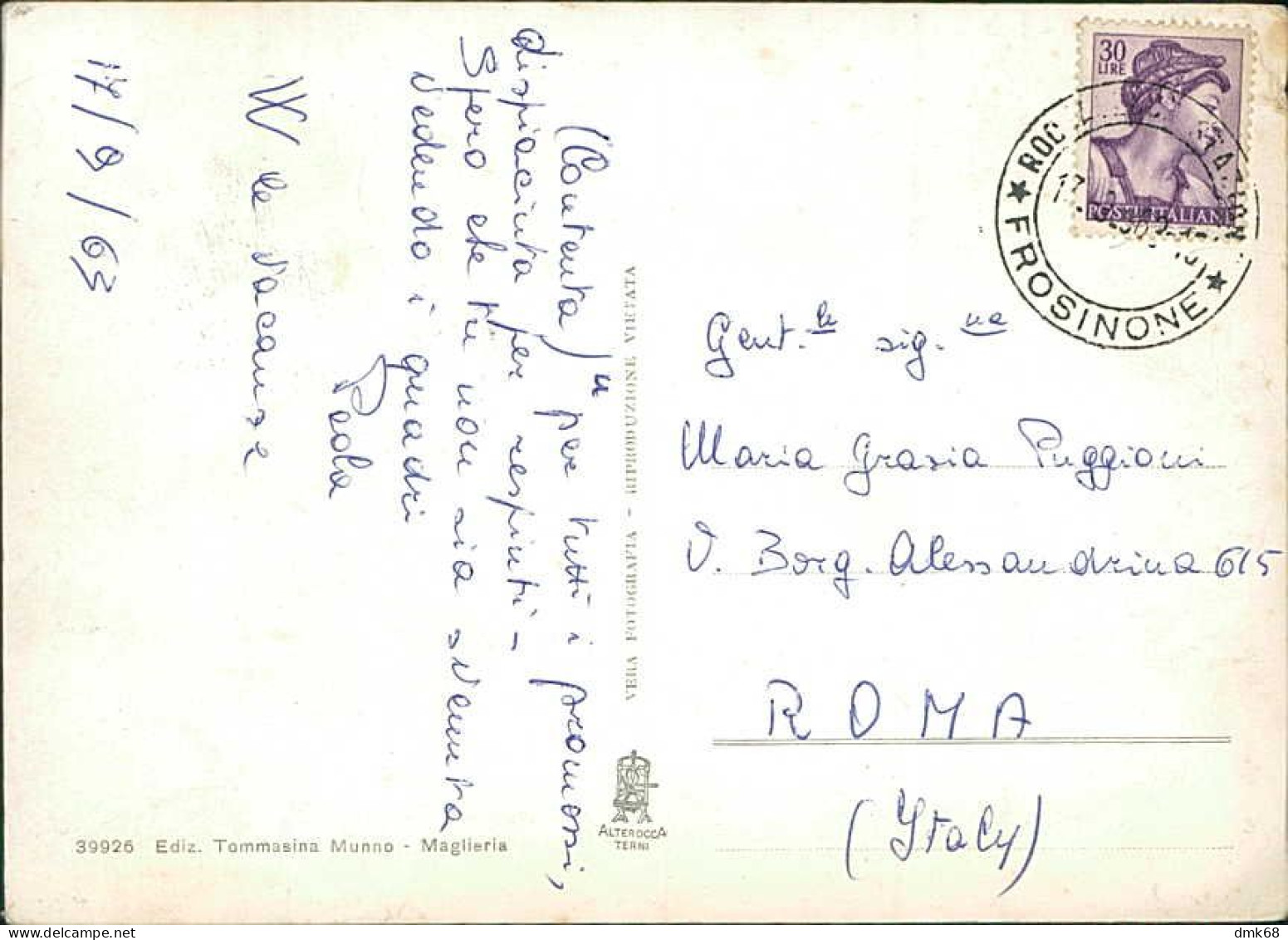 ROCCASECCA ( FROSINONE ) PANORAMA - EDIZIONE MUNNO - SPEDITA 1963 (20594) - Frosinone