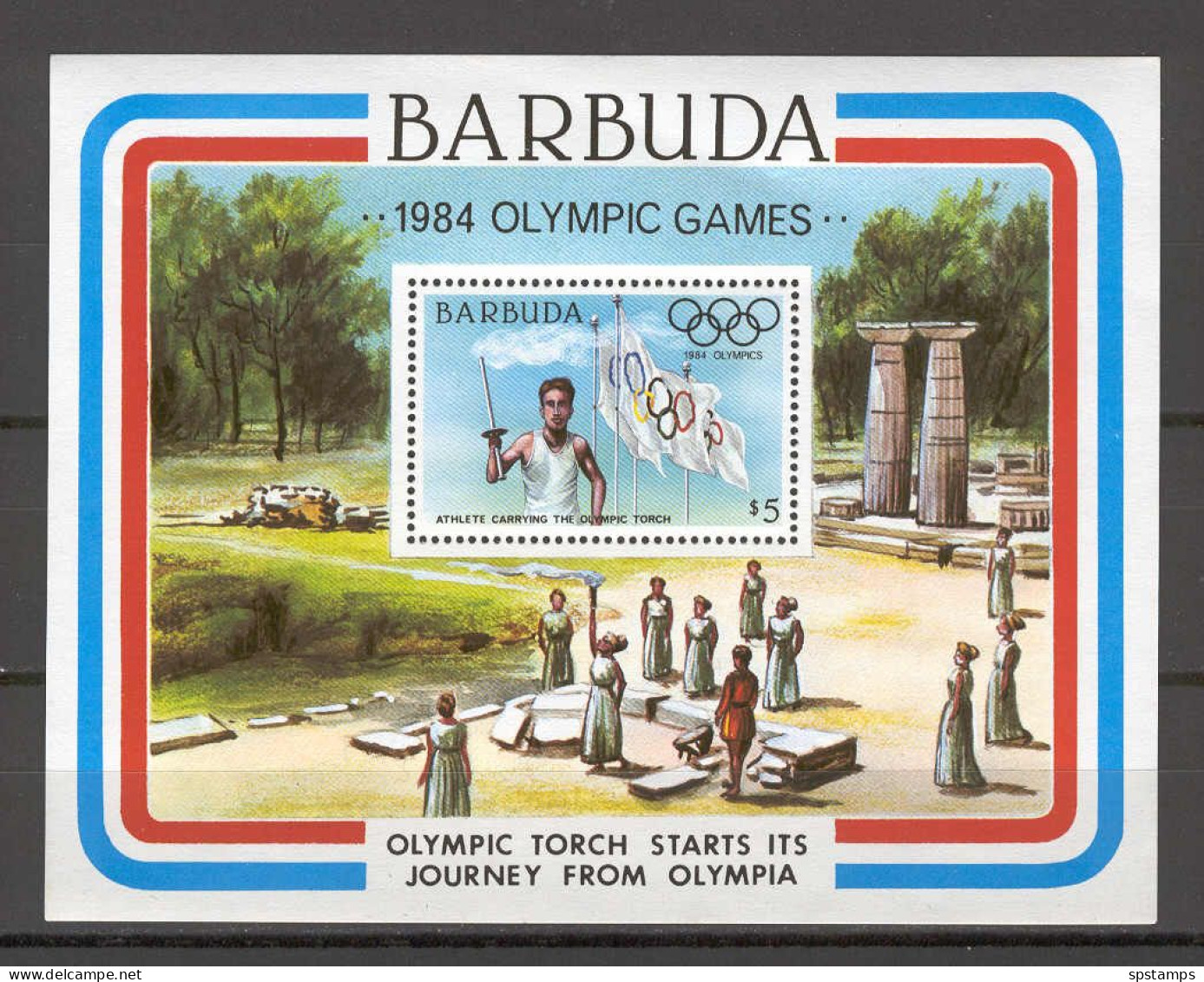 Barbuda 1984 Olympic Games - Olympic Torch MS MNH - Antigua Und Barbuda (1981-...)