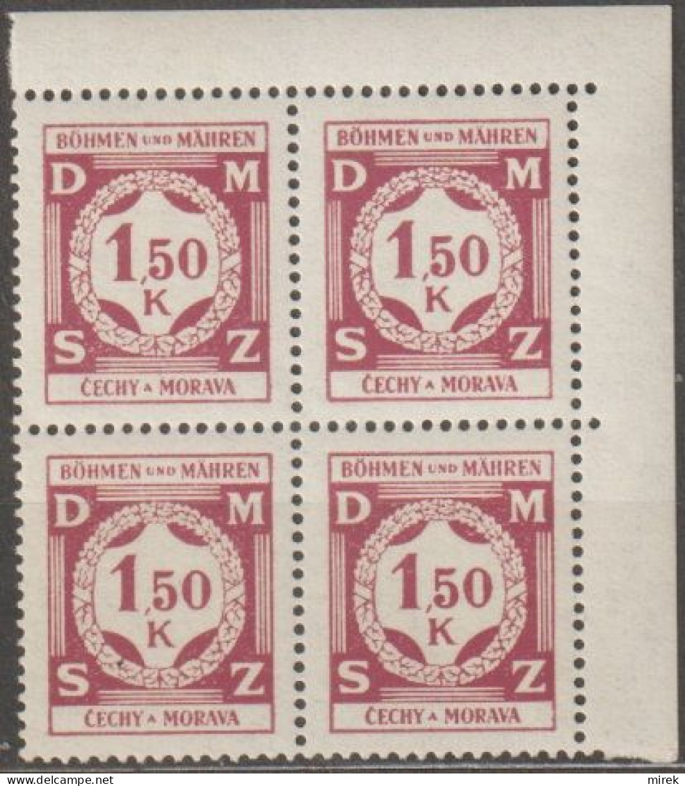 33a/ Pof. SL 8, Corner 4-block - Unused Stamps