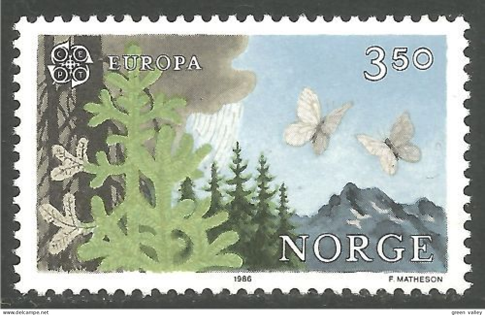 EU86-25b EUROPA CEPT 1986 Norway Butterfly MNH ** Neuf SC - Papillons