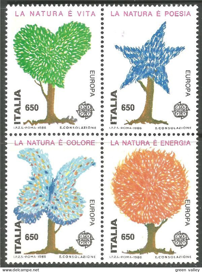 EU86-17a EUROPA CEPT 1986 Italy Se-tenant Arbres Trees Baum MNH ** Neuf SC - 1986
