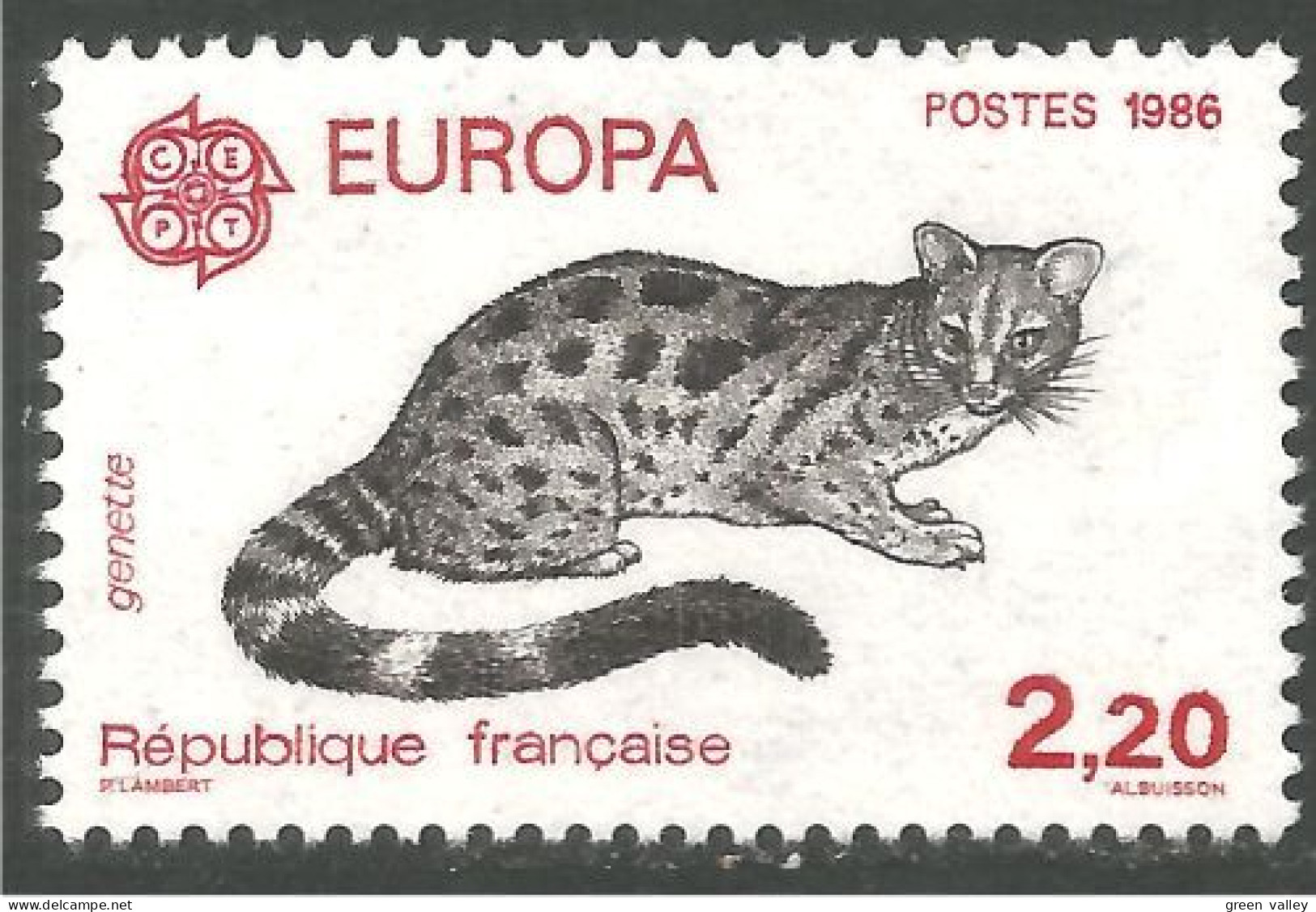 EU86-11b EUROPA CEPT 1986 France Genette MNH ** Neuf SC - Unused Stamps