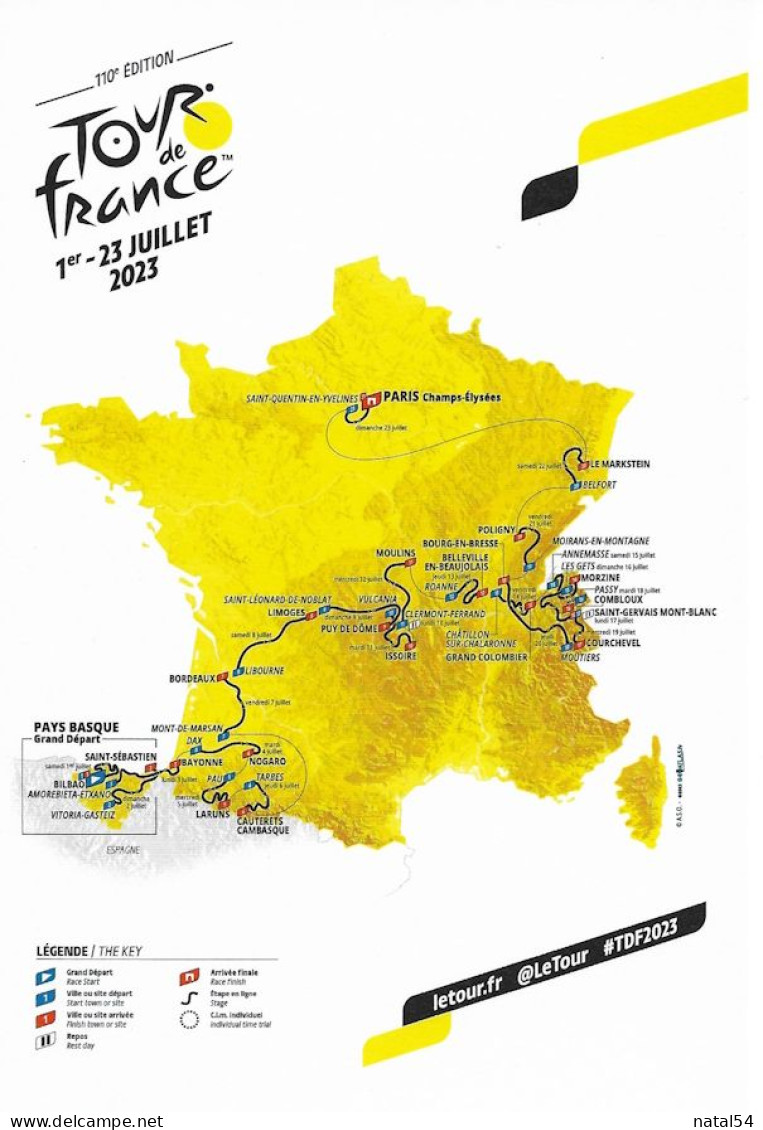 Cyclisme - Tour De France 2023 - La Carte Du Tour - CPM Neuve - Radsport