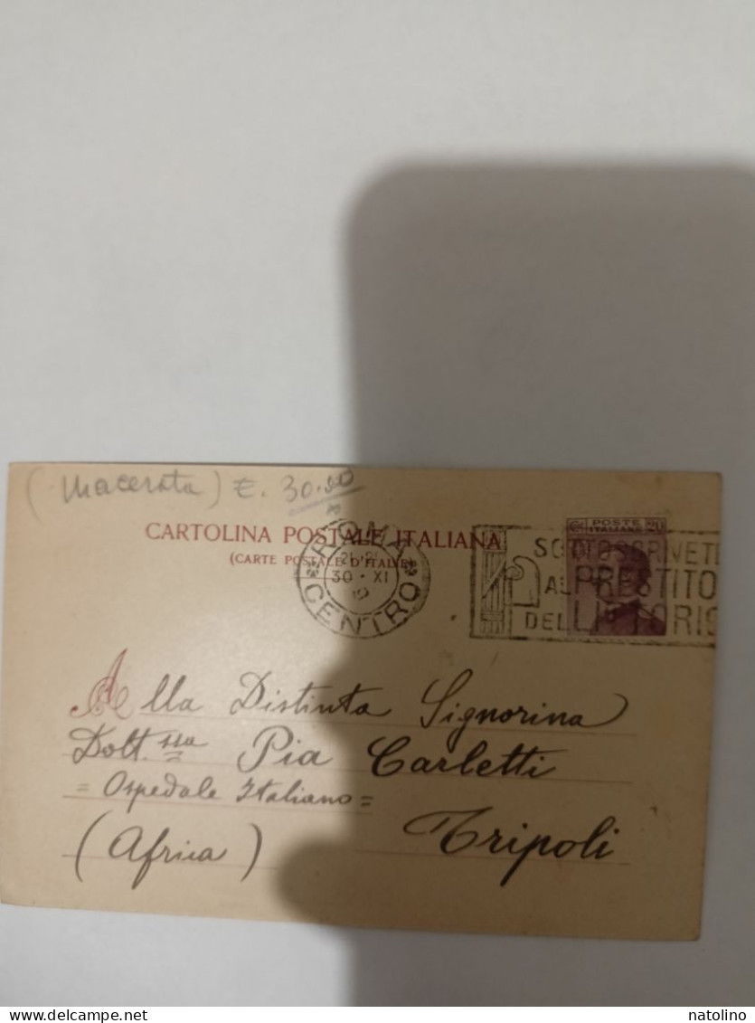 Fp VG Per Tripoli Matelica Palazzo Del Governo Animata Non Comune Annullo Littorio 1926 - Macerata