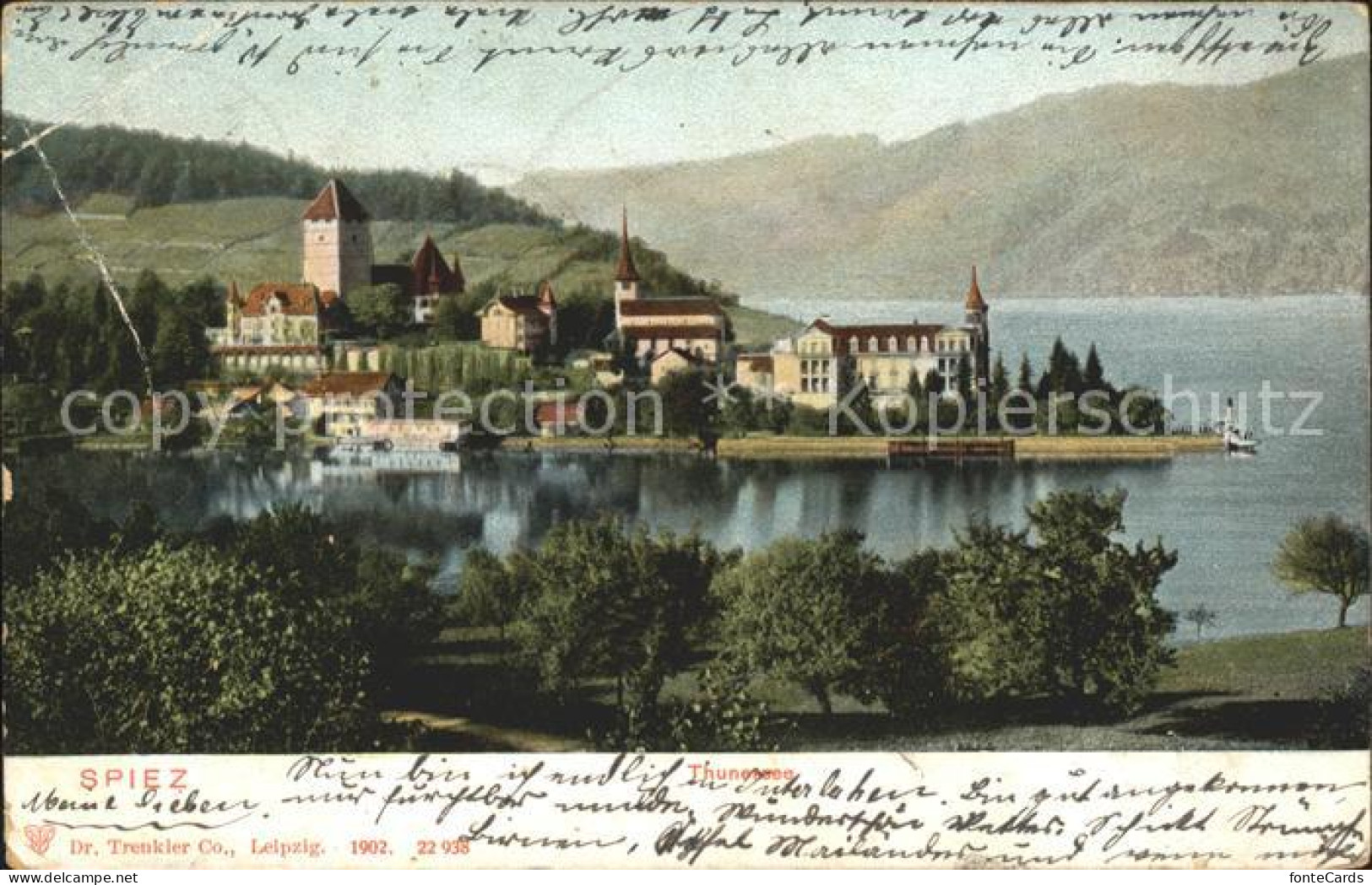 11769396 Spiez BE Am Thunersee Mit Schloss Und Kirche Spiez - Autres & Non Classés