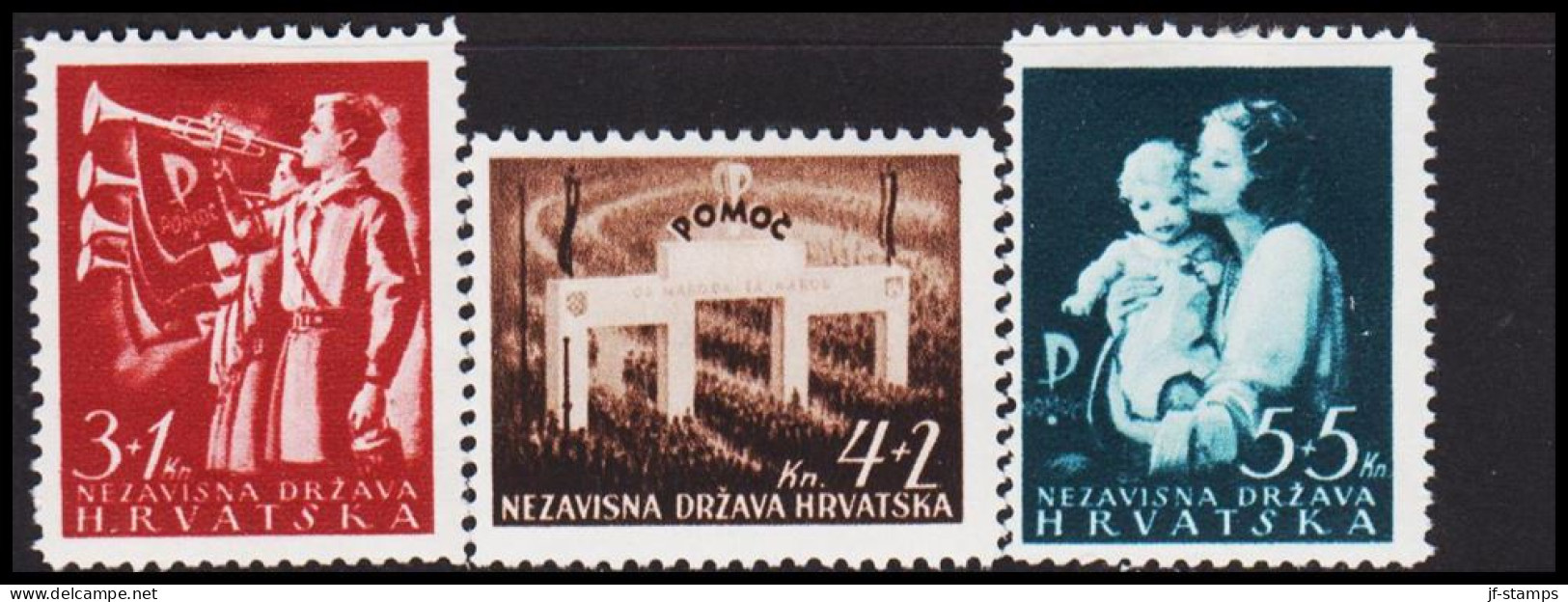 1942. HRVATSKA Pomoć Complete Set. Hinged. (Michel 83-85) - JF546061 - Croatia