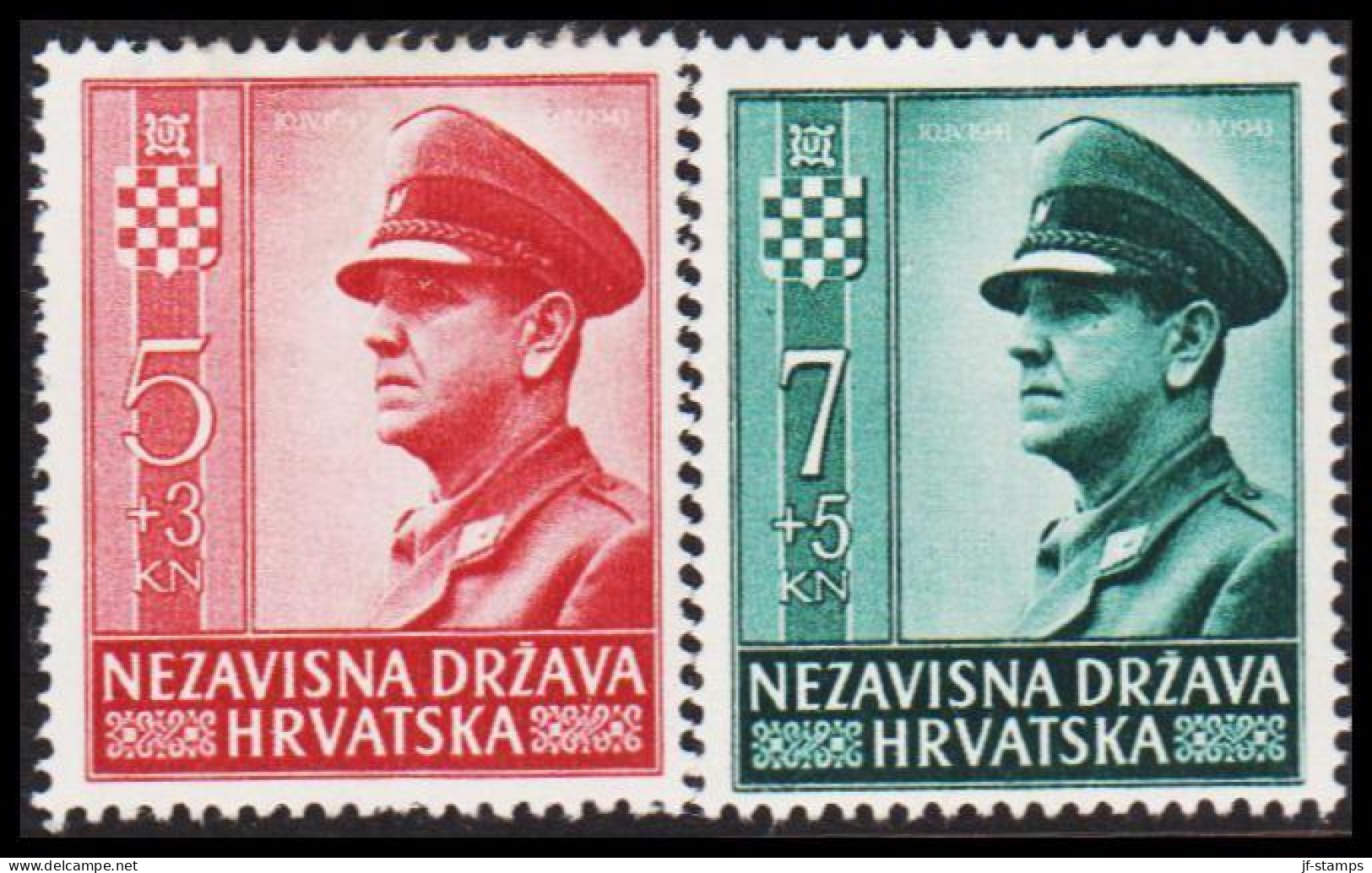 1943. HRVATSKA Ante Pavelič Complete Set. Hinged. (Michel 100-101) - JF546064 - Croatie