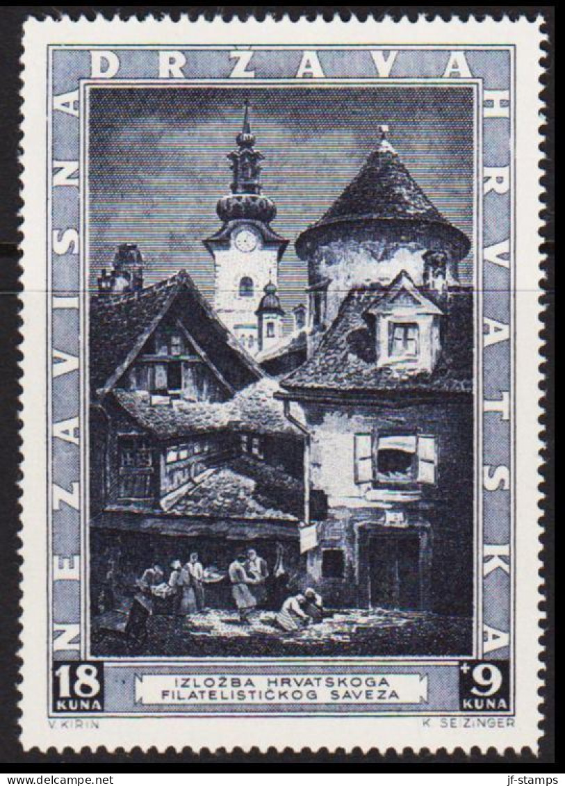 1943. HRVATSKA STAMP EXHIBITION Zagreb 18 + 9 KUNA. Hinged. (Michel 115) - JF546068 - Croatia