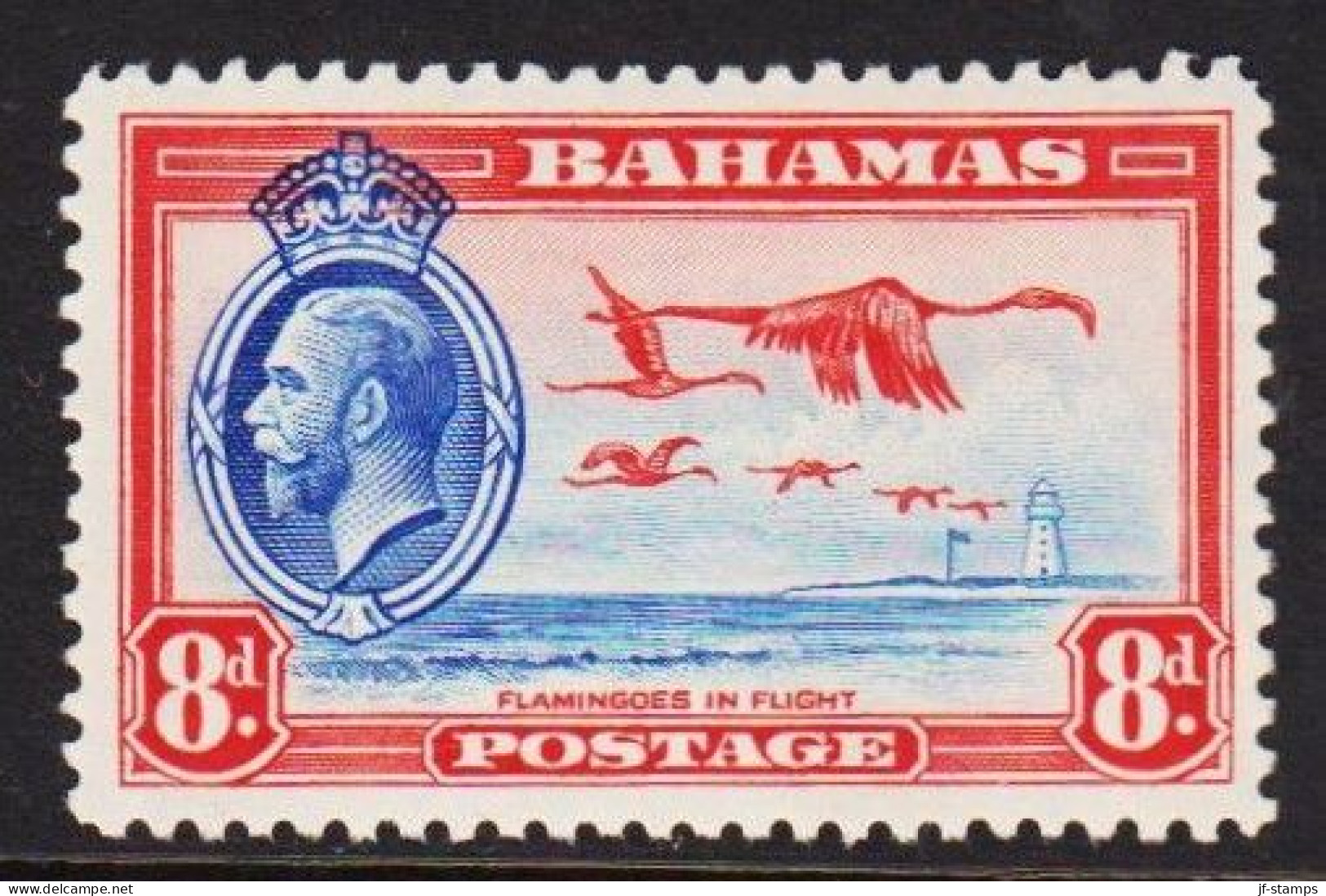 1937. BAHAMAS Georg V Red Flamingo 8 D Never Hinged. (Michel 99) - JF546071 - Bahamas (1973-...)