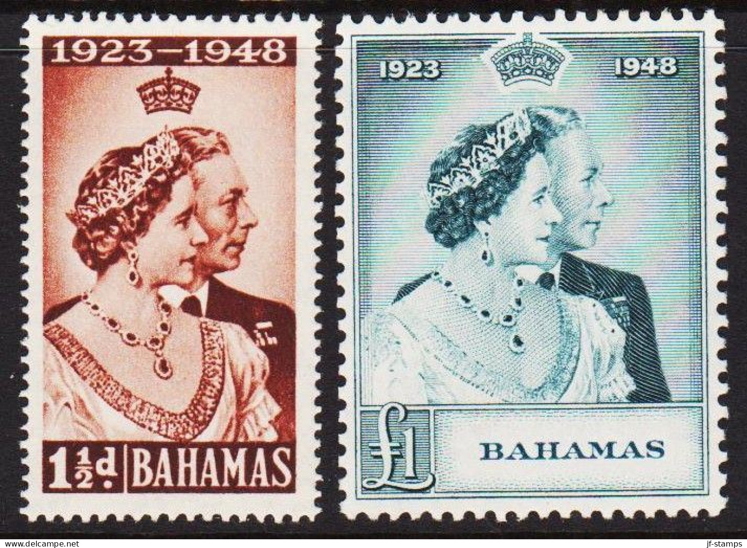 1948. BAHAMAS George VI Silverwedding Complete Set. Hinged. (Michel 153-154) - JF546077 - Bahamas (1973-...)