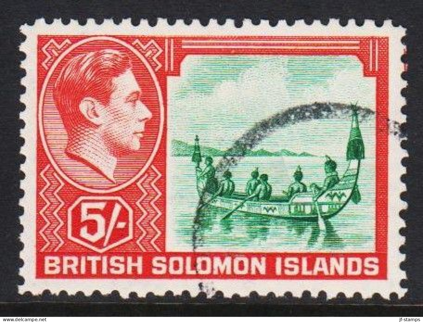 1939. BRITISH SOLOMON ISLANDS. King Georg VI. And Country Scenary 5/- (Michel 70) - JF546082 - Iles Salomon (...-1978)
