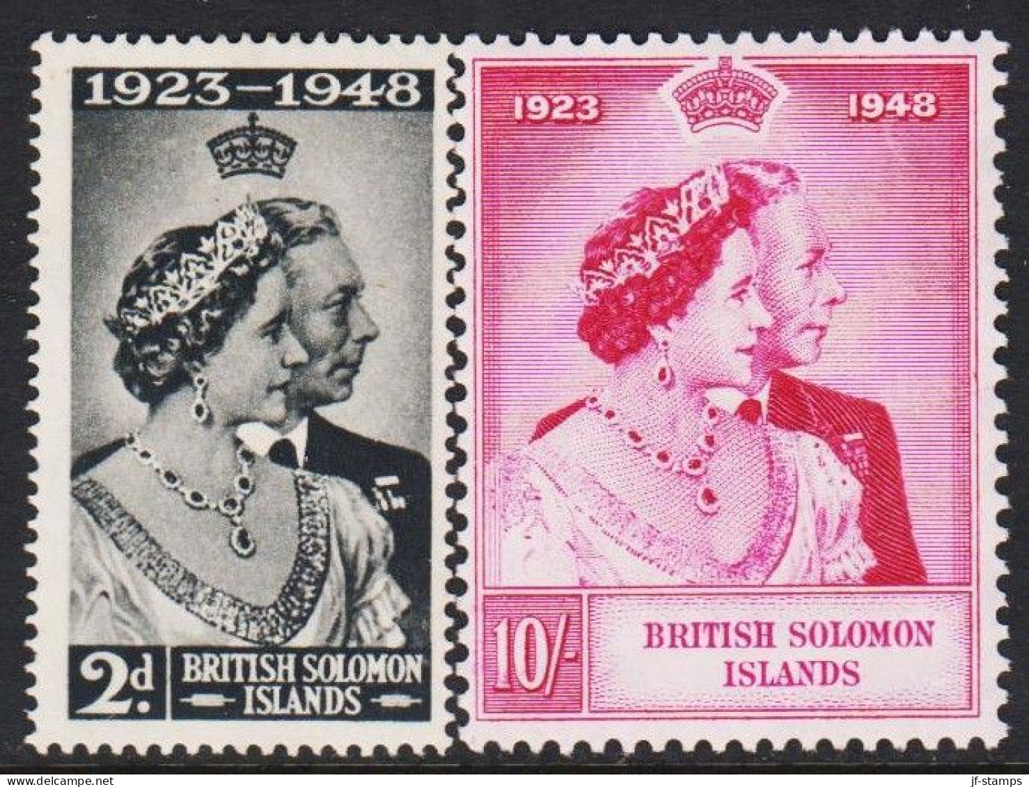 1948. BRITISH SOLOMON ISLANDS. Silverwedding George VI Complete Set Hinged.  (Michel 74-75) - JF546085 - Salomonen (...-1978)